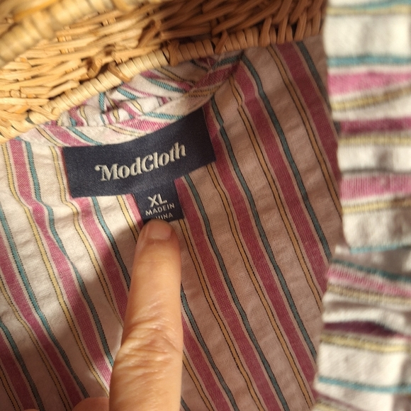 Modcloth Ladies Ruffle Southwest Style Cotton Blouse  XL Peasant Boho Retro - Picture 3 of 5